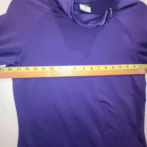 Nike Pro DriFit Pullover Purple Running L-Sleeve‎ Athletic Zip Mock Neck Men XL - Picture 11 of 13